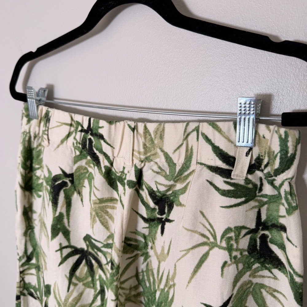 J. Jill Wide Leg Linen Blend Cropped Botanical Print Pants (Small P) Flowy Light - Picture 15 of 16